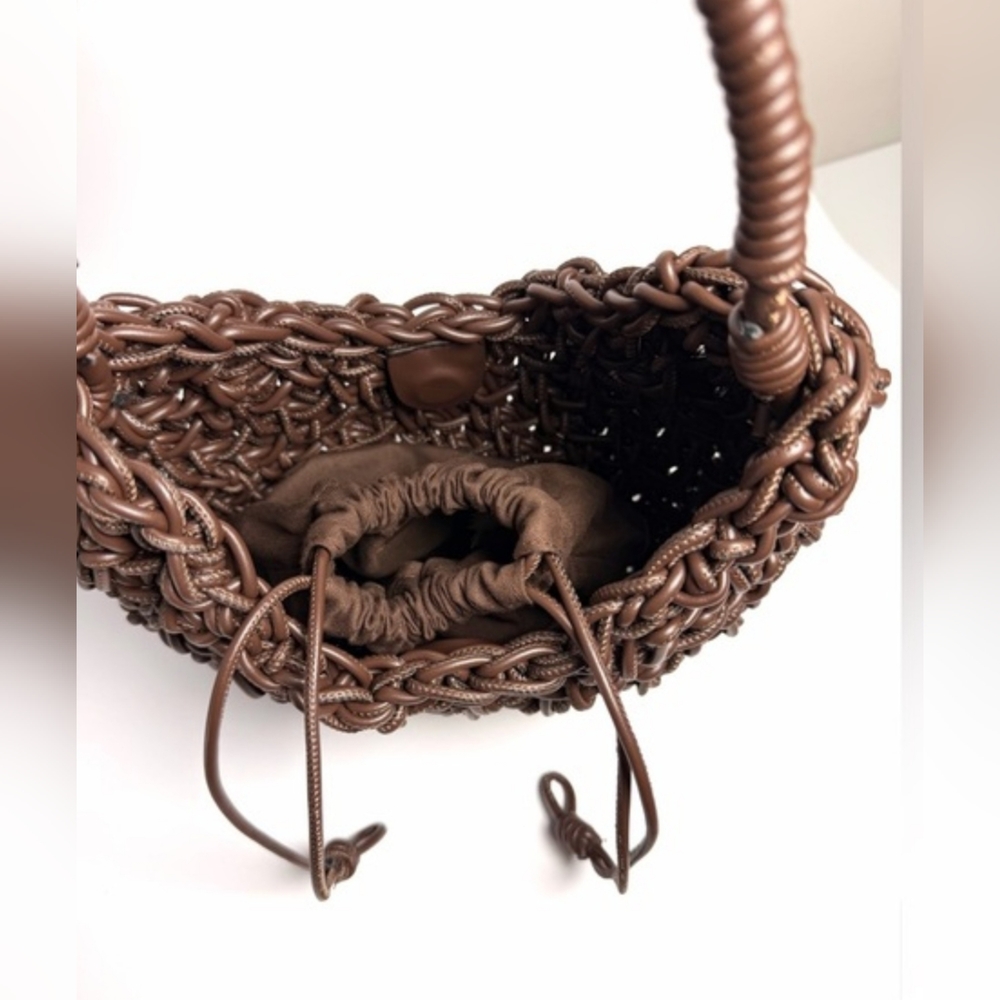 Zara Chocolate Brown Braided Shoulder Bag - Picture 8 of 11